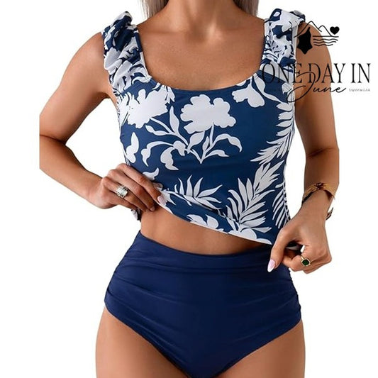 Eomenie Crop Tank High Waist Bikini Swimsuit Size S