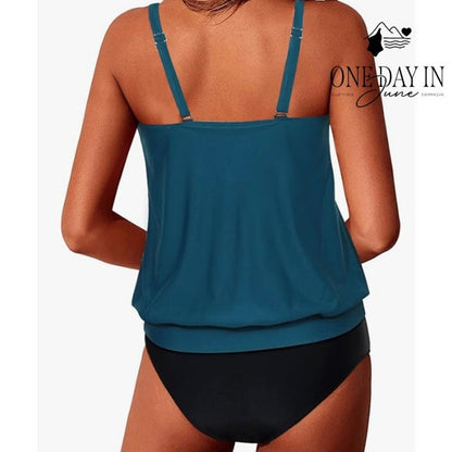 Yonique Blouson Tankini Swimsuit Size L