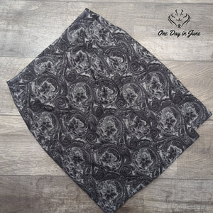 Talbots Wrap Mini Skirt Black Gray Paisley Print Lined Size 6