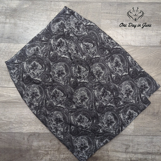 Talbots Wrap Mini Skirt Black Gray Paisley Print Lined Size 6