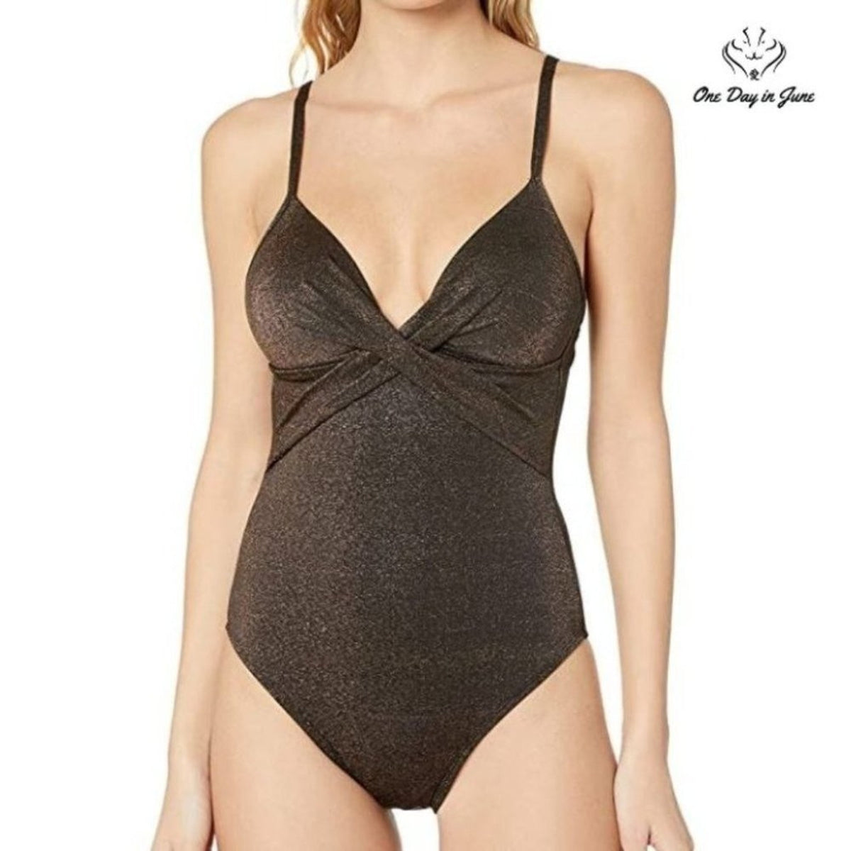 Kenneth Cole Push Up Mio One Piece Swimsuit Bronze Metallic NWT Size 3X