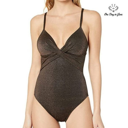 Kenneth Cole Push Up Mio One Piece Swimsuit Bronze Metallic NWT Size 3X