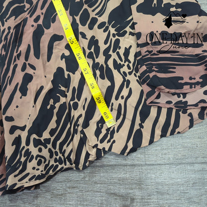 Good American Chiffon Bias Cowl Maxi Dress Warped Leopard NWT Size L