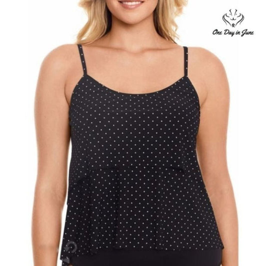 St. John's Bay Dots Tankini Top Size 8