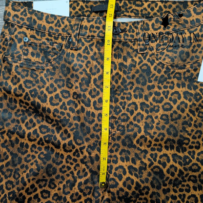 7 For All Mankind Slim Kick Jeans Leopard Coated High Rise NWT $225 Size 12 (31)