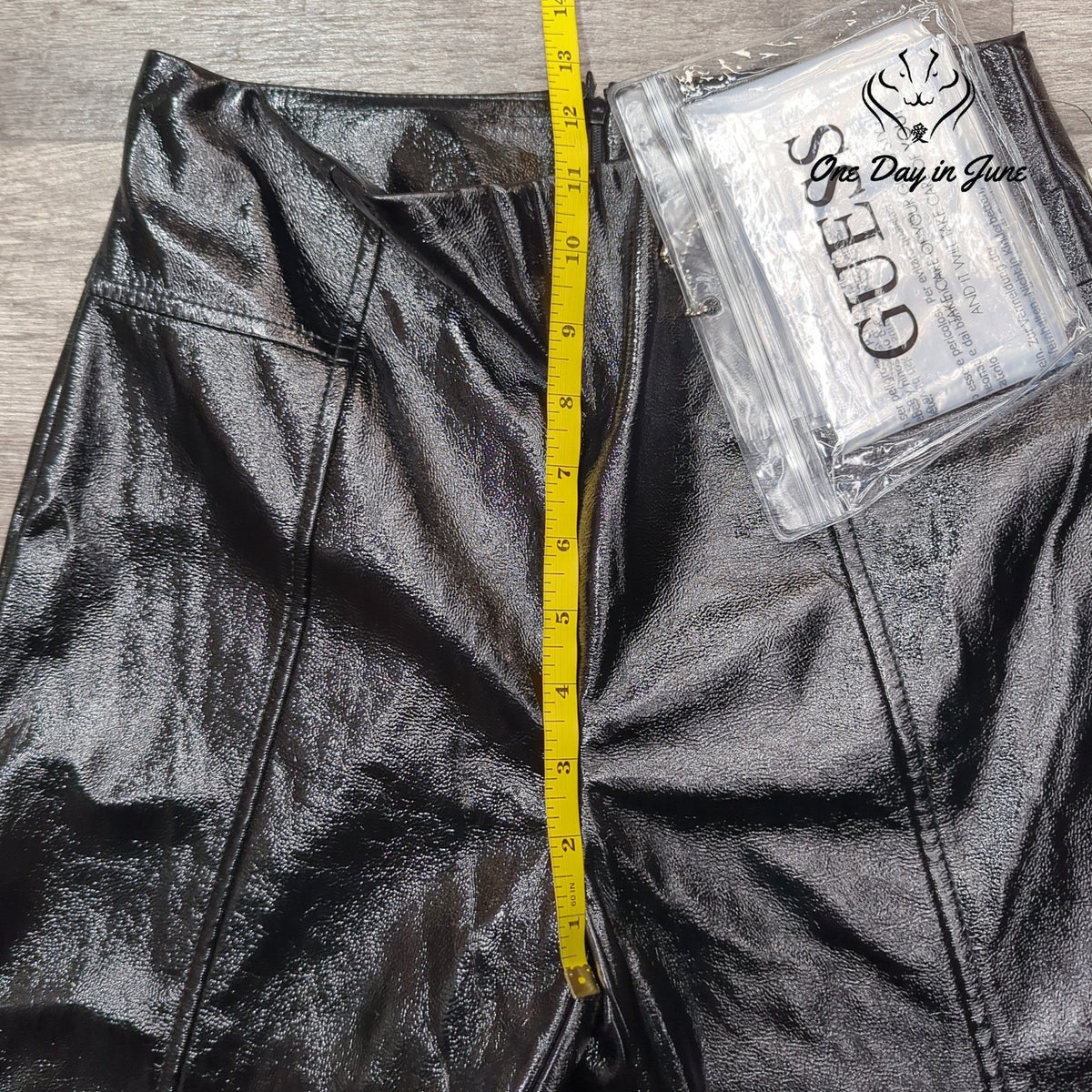 Guess Monica Faux Leather Straight Leg Pants Jet Black High Rise NWT Size S