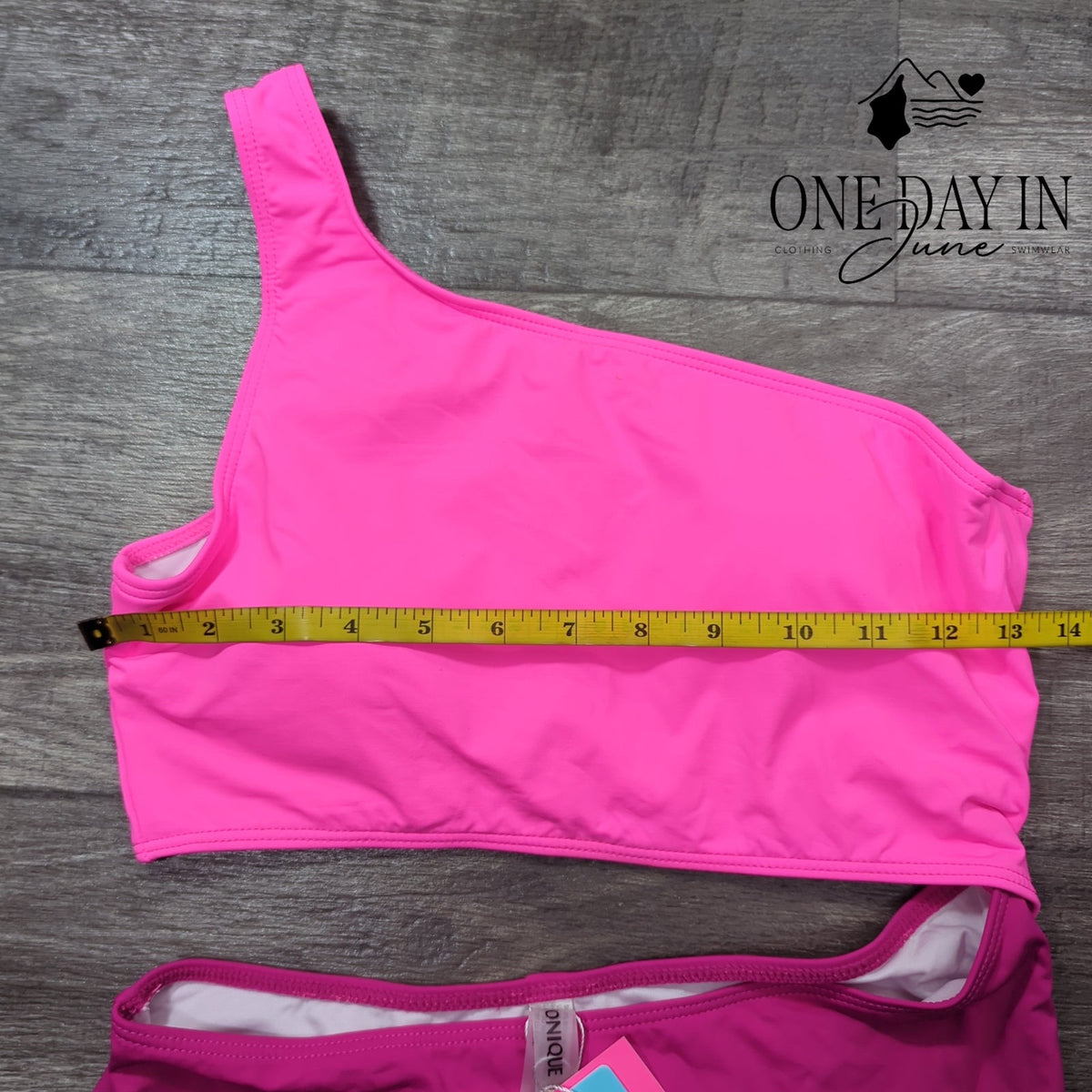 Yonique One Shoulder Cutout One Piece Swimsuit Hot Pink Colorblock NWT Size M