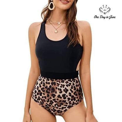 Mollybell Leopard Cut Out Racerback One Piece Size XL