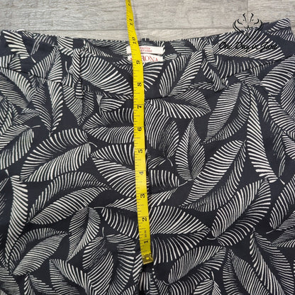 Merona Tropical Leaf Print Stretch Ankle Pants Black White Size 2