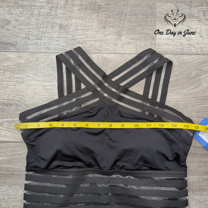 Hilor Strappy Mesh One Piece Swimsuit Black NWT Size M