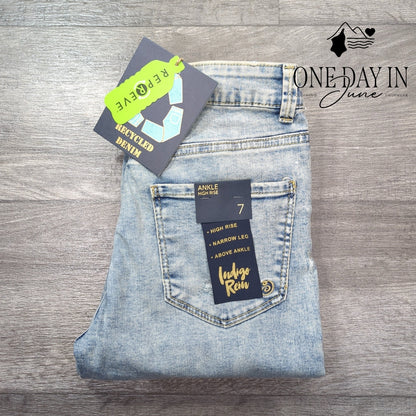 Indigo Rein Juniors High Rise Distressed Ankle Jeans Size 7
