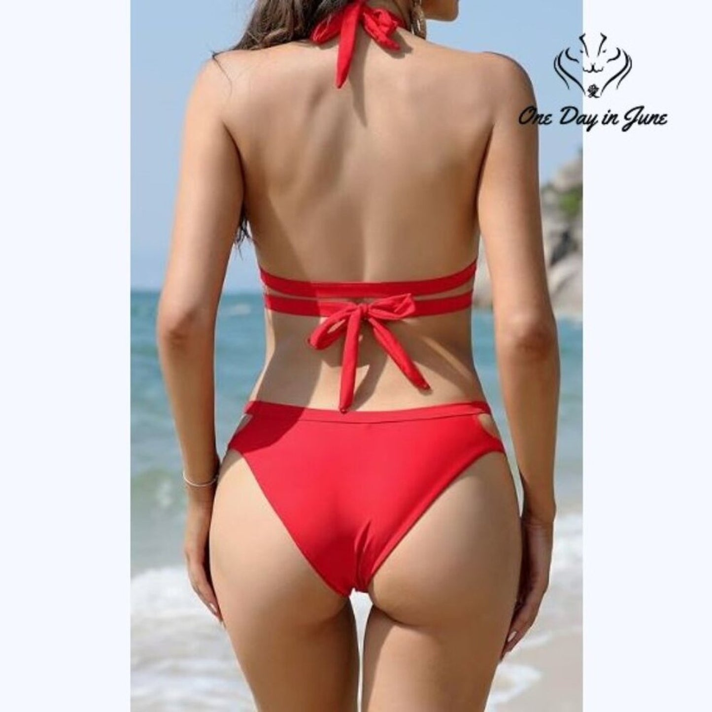 Shekini Halter Criss Cross Bikini Swimsuit Size S