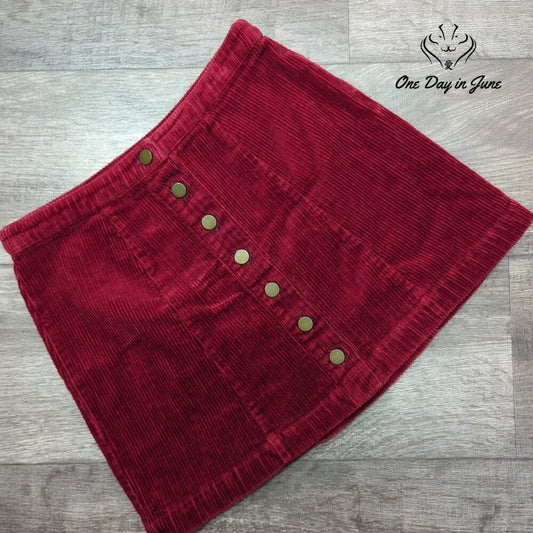 Forever 21 Button Front Corduroy Mini Skirt Size S