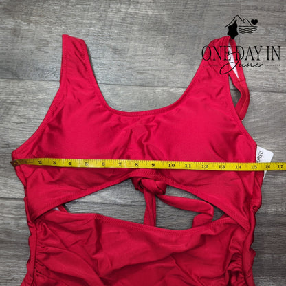 Vimpunec Cut Out Tie Back One Piece Swimsuit Red NWT Size XL