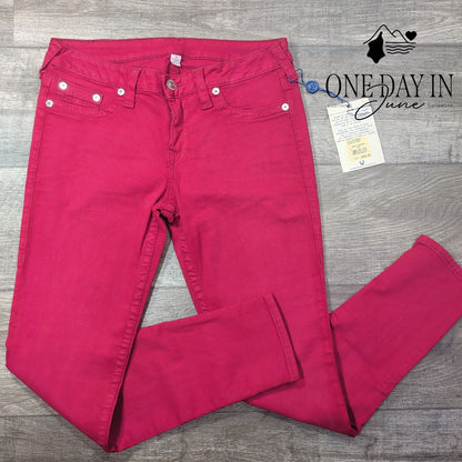True Religion Basic Jegging Jeans Berry Pink Skinny Stretch NWT Size 32 (14)