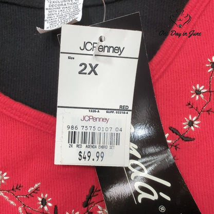 Agenda Long Sleeve Shoulder Pad Sweater Size 2X