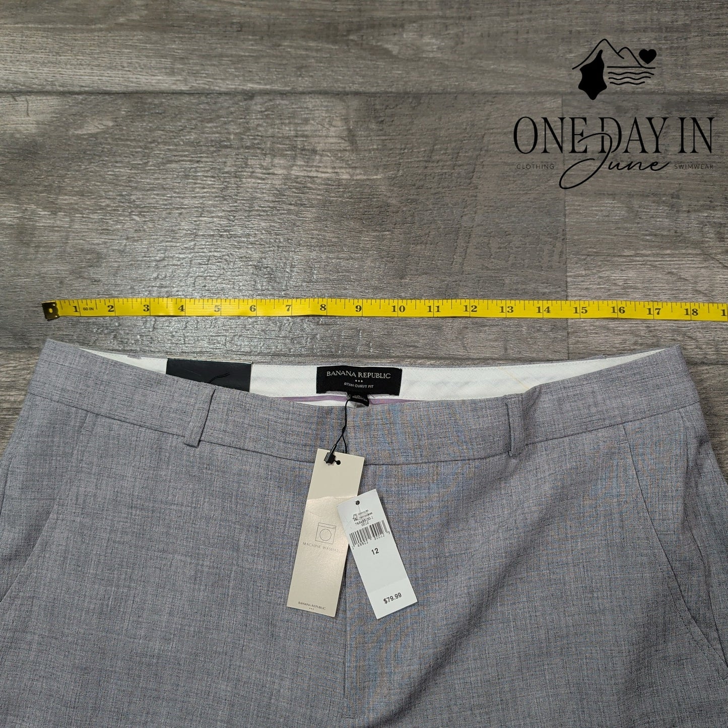 Banana Republic Ryan Curvy Fit Pants Gray Mid Rise Trouser NWT Size 12