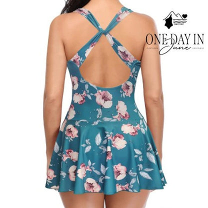 Shekini Twist Front Boyshort Swimdress One Piece Swimsuit Size M