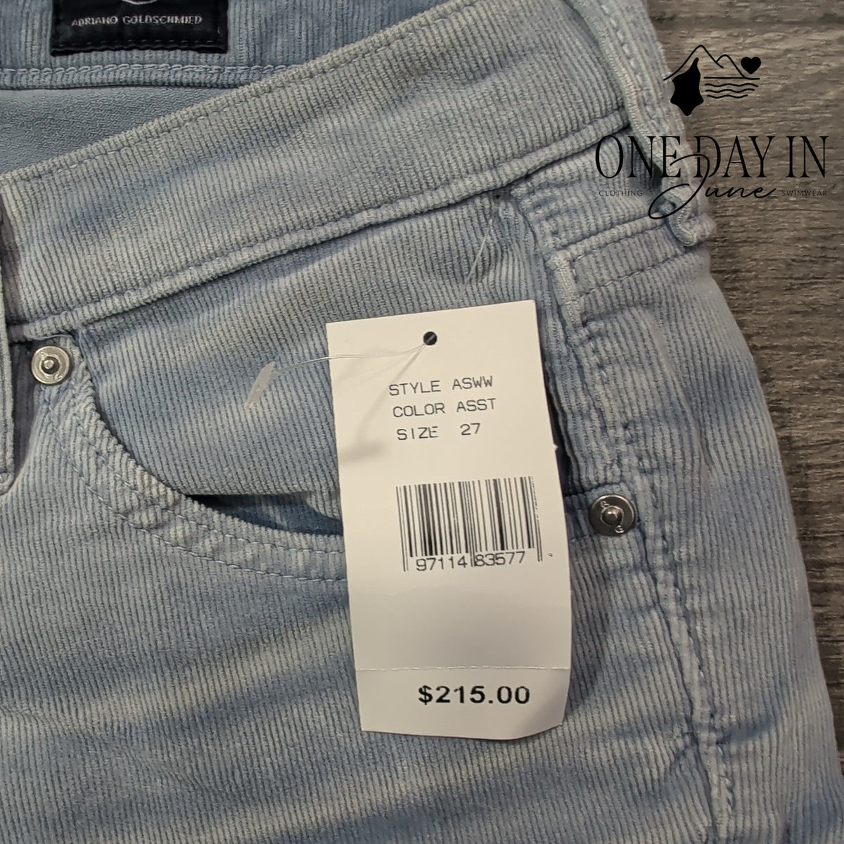 AG Adriano Goldschmied Prima Ankle Corduroy Pants Blue NWT Size 4 (27)