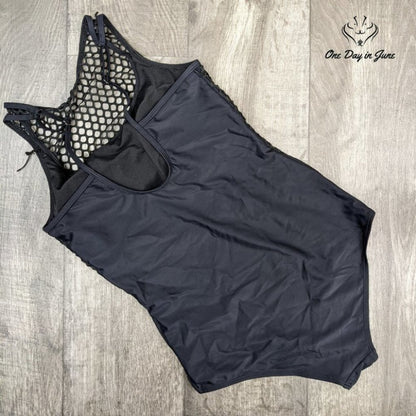 Amzbrly High Neck Fishnet One Piece Swimsuit Size M