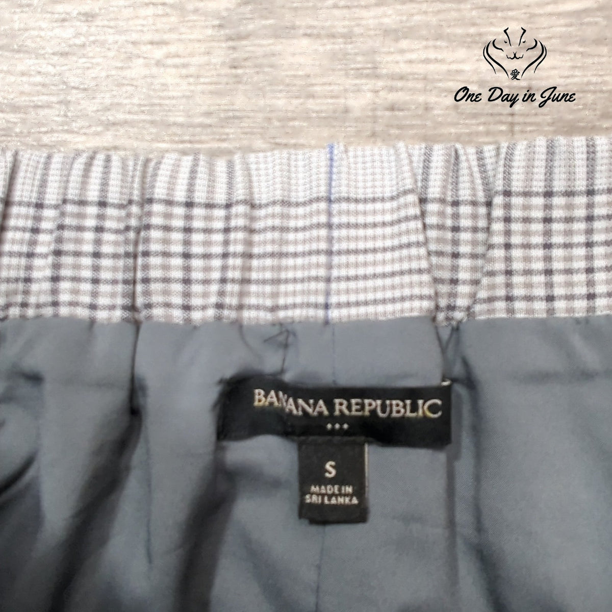 Banana Republic Comfort Waist Pencil Skirt Gray Blue Plaid Lined Size S