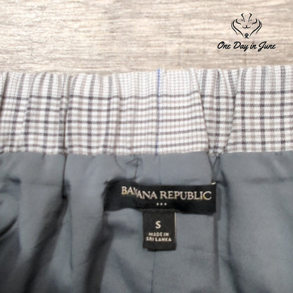 Banana Republic Comfort Waist Pencil Skirt Gray Blue Plaid Lined Size S