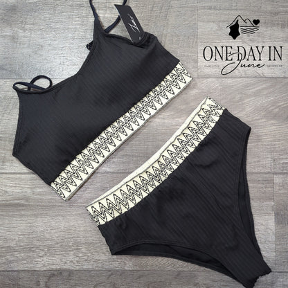 Zuobango Textured Crop Bikini Swimsuit Size XL