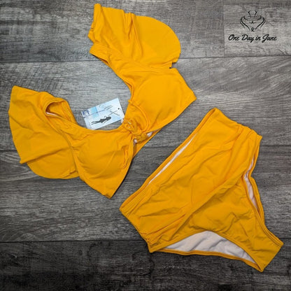 Mecfiino Ruffle High Waisted Bikini Size S