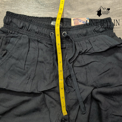 Rewash Drawstring Utility Cargo Pants Black NWT 100% Rayon Size S