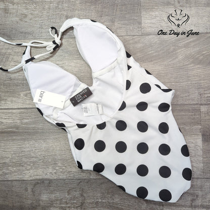 Bar III This And Dot Polka Dot Plunging One Piece Swimsuit NWT Size M