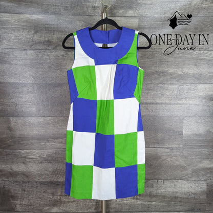 Vineyard Vines Patchwork Sleeveless Dress Blue Green White NWT $178 Size 0