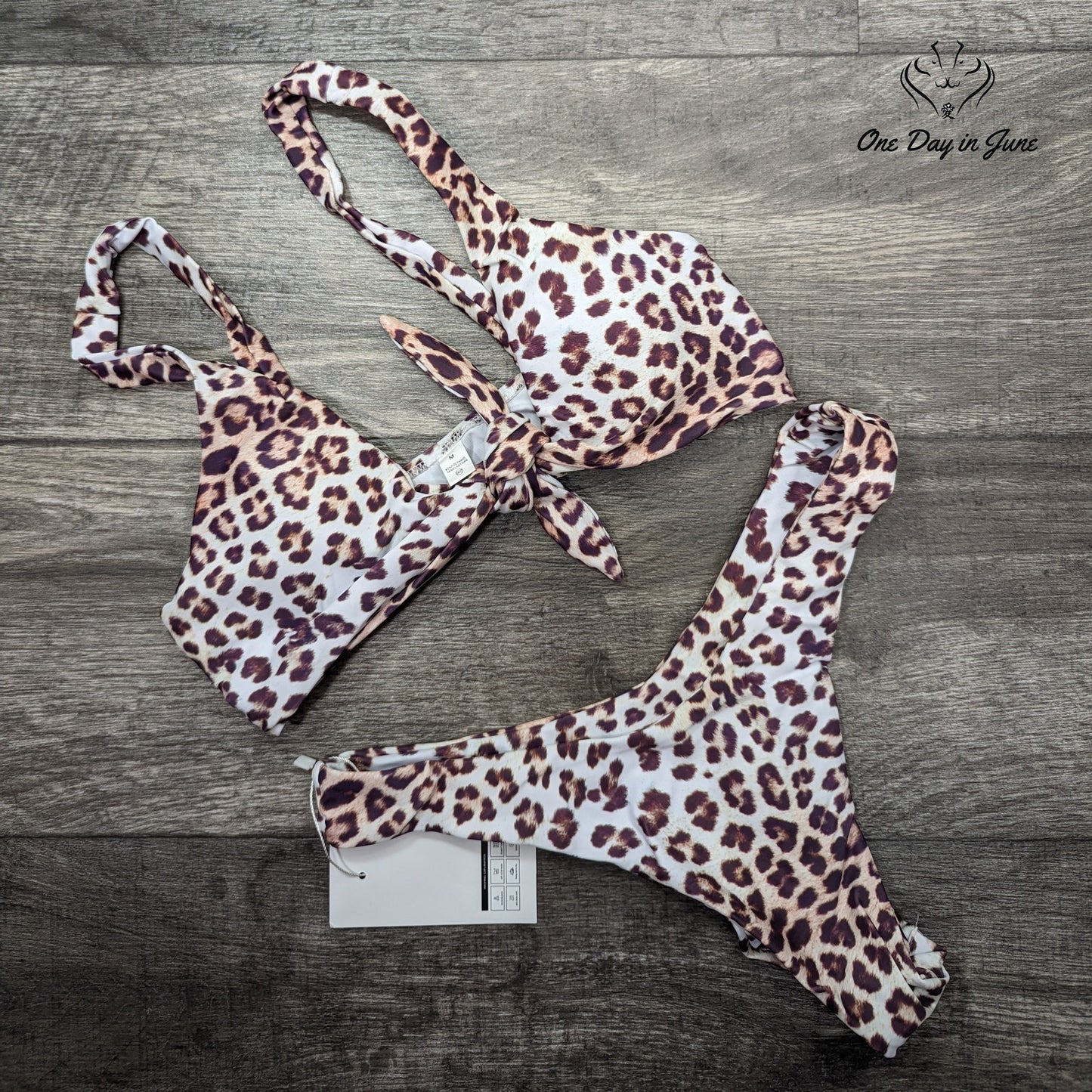 Largeberry Leopard Print Tie Front Bikini Size M