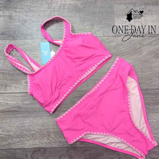 Cupshe Crop Top Embroidered Edge Bikini Swimsuit Size S