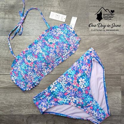 Cupshe Tie Back Smocked Bikini Swimsuit Size L