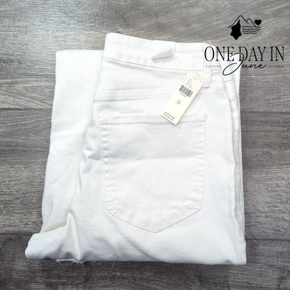 Good American Good Straight Raw Hem Jeans White NWT Size 10 (30)