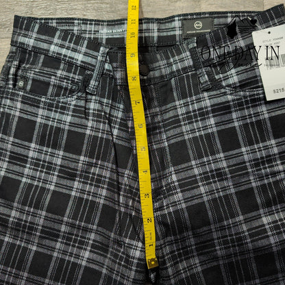 AG Adriano Goldschmied Farrah High Rise Skinny Jeans Black Plaid NWT Size 2 (26)