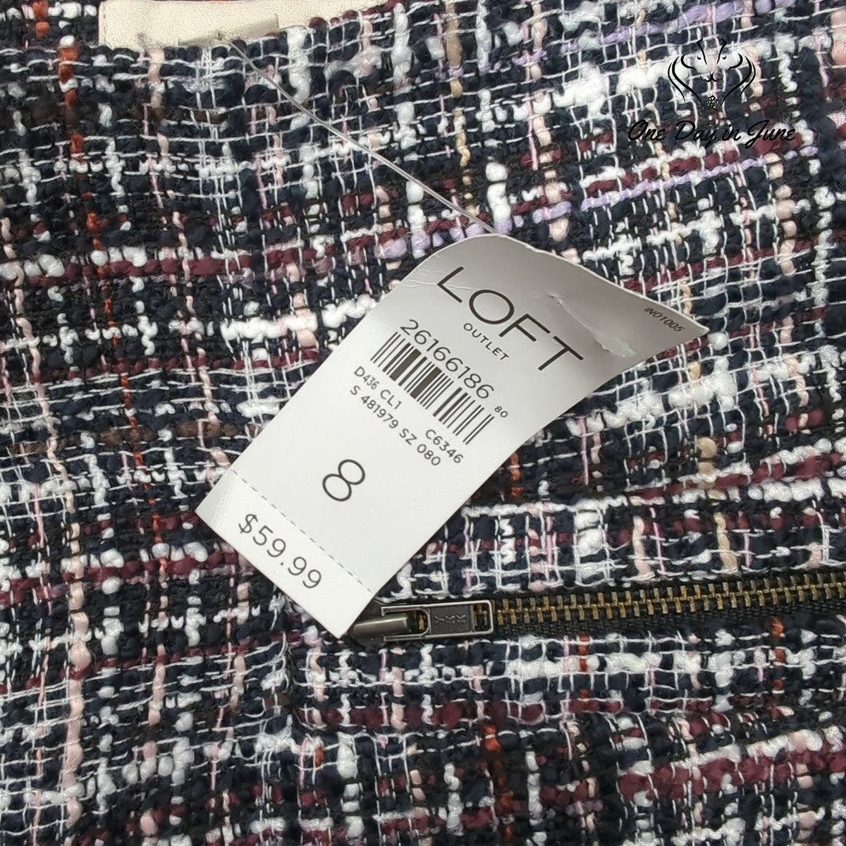 Loft Tweed Textured Mini Skirt Multicolor Zip Pockets NWT Size 8