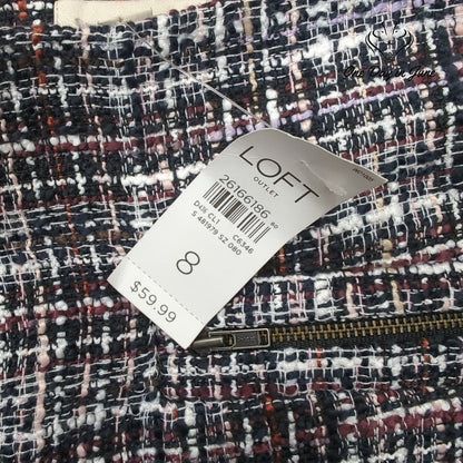 Loft Tweed Textured Mini Skirt Multicolor Zip Pockets NWT Size 8