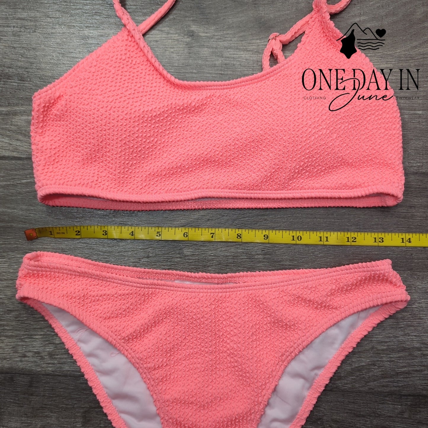 Aleumdr Smocked Crop Bikini Swimsuit Size M