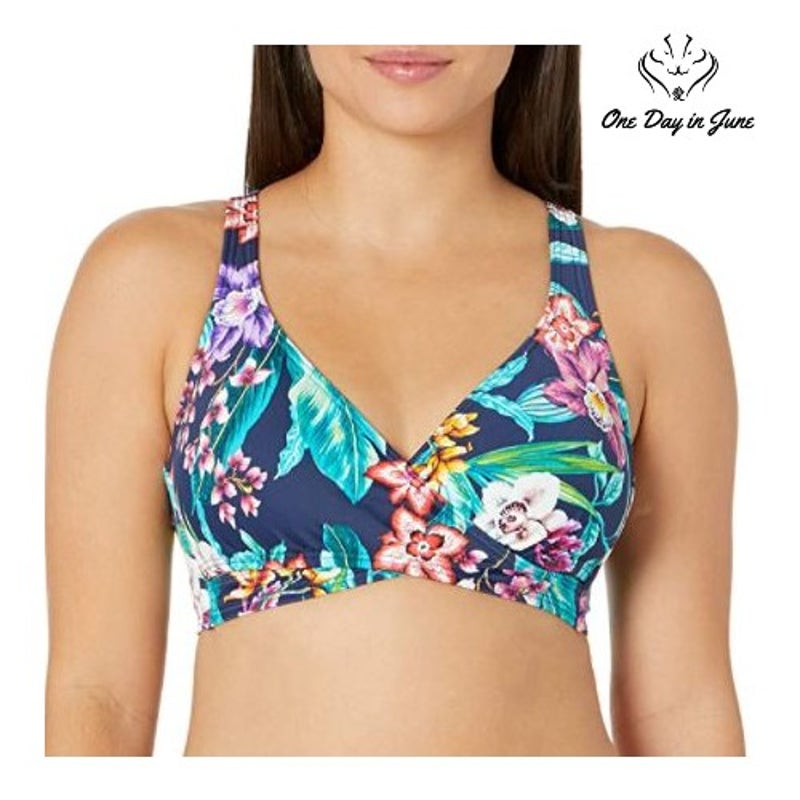Coastal Blue Wrap Front Cross Back Bikini Top Size 8-10