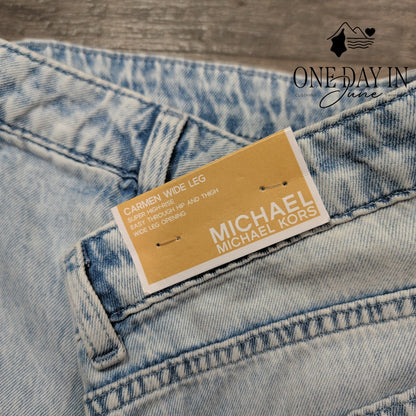 Michael Kors Carmen Wide Leg Jeans Light Sunbleach Wash NWT Size 10