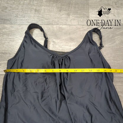 Yonique Blouson Tankini Top Size M