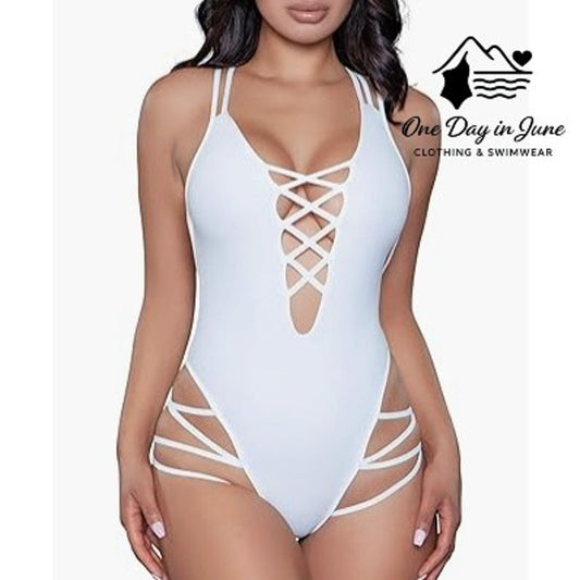 Pink Queen Strappy Side Strappy Back One Piece Swimsuit Size M