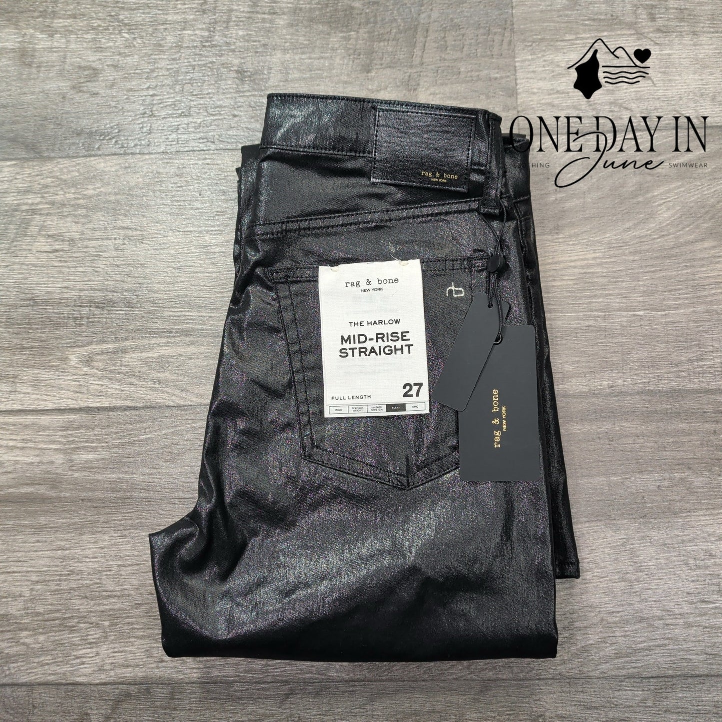 Rag & Bone The Harlow Mid Rise Straight Coated Denim Jeans Size 4 (27)