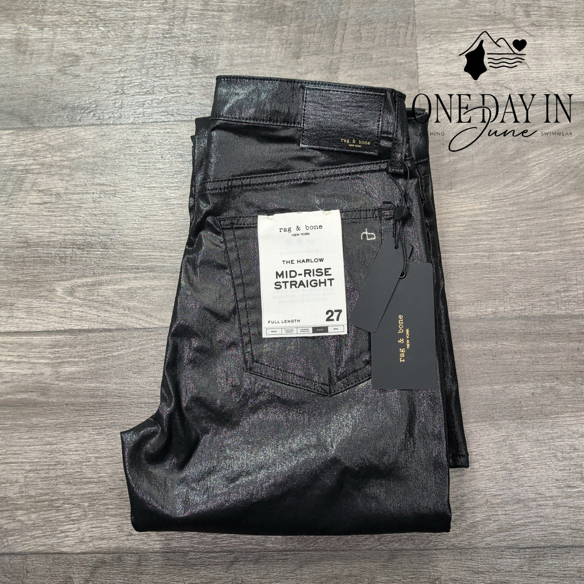 Rag & Bone The Harlow Mid Rise Straight Coated Denim Jeans Size 4 (27)