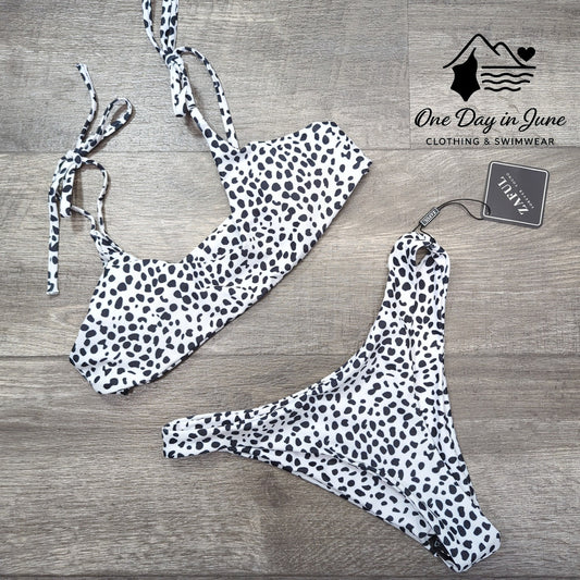 Zaful Dalmation Cheeky Crop Bikini Swimsuit Size M