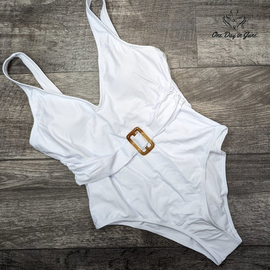 Shekini Deep V Buckle One Piece Swimsuit Size L