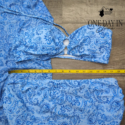 Adisputent High Waist Bandeau 3 Piece Bikini Swimsuit Size L