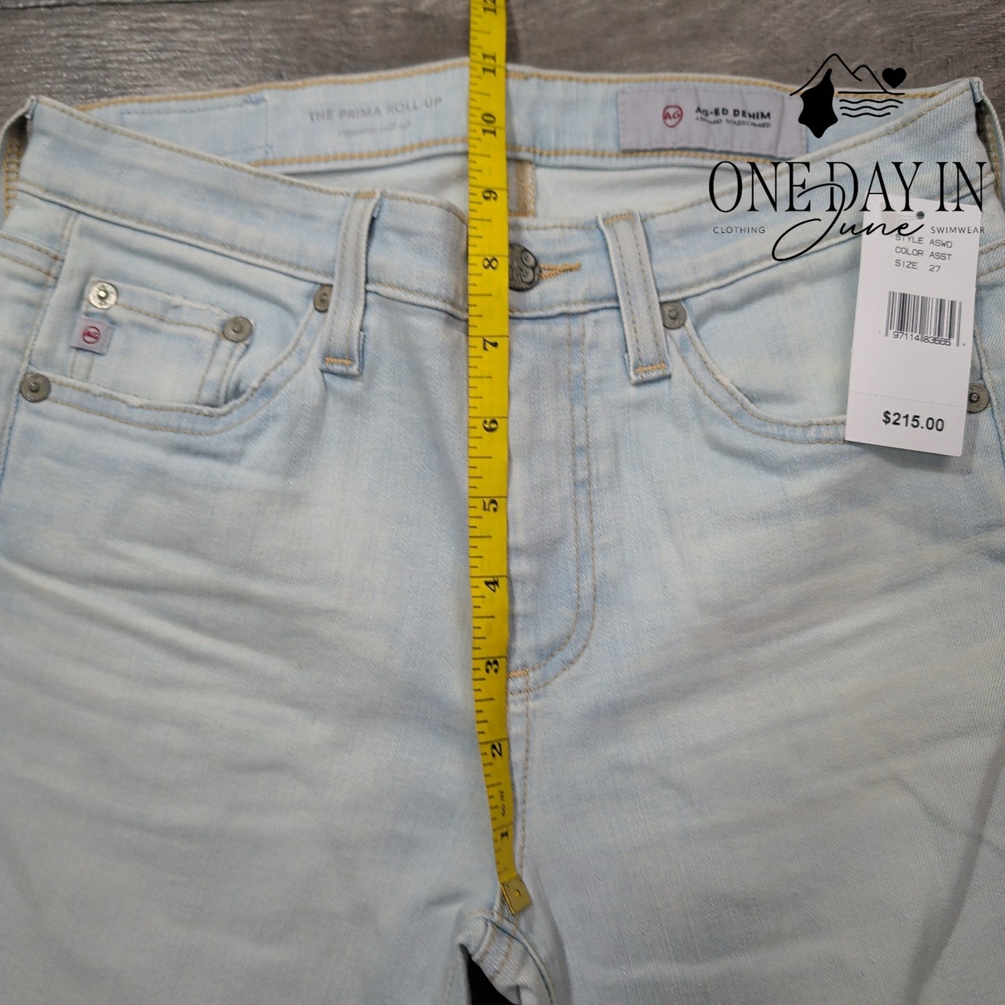 AG Adriano Goldschmied The Prima Roll Up Straight Jeans Size 4 (27)