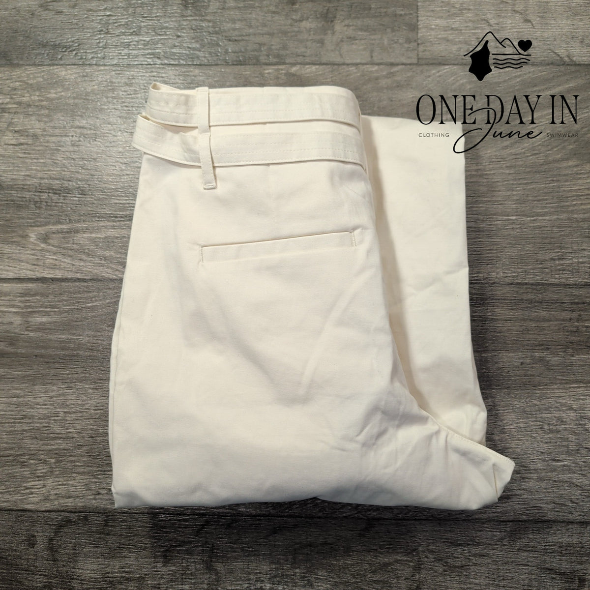 Loft High Waist Wide Leg Belted Pants Ivory White NWT Size 4